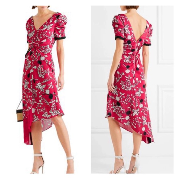 Self-Portrait Dresses & Skirts - LAST CHANCE! NWT SELF-PORTRAIT Asymmetrical Twist Floral Print Dress Red 4 NEW